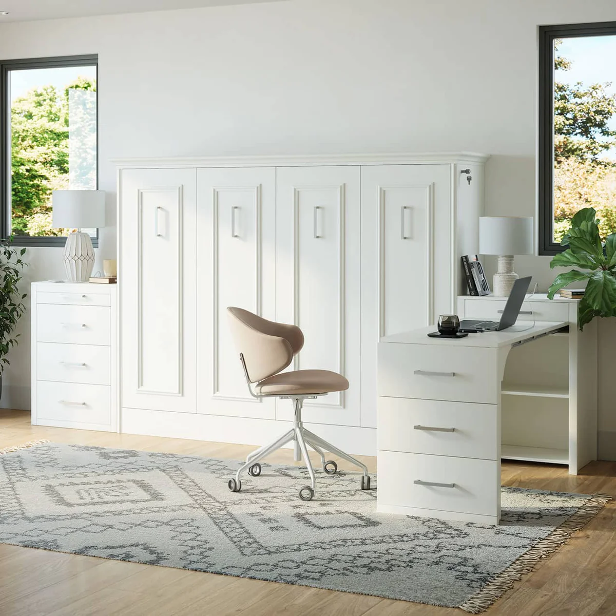 Lit escamotable Adonis Queen horizontal avec bureau