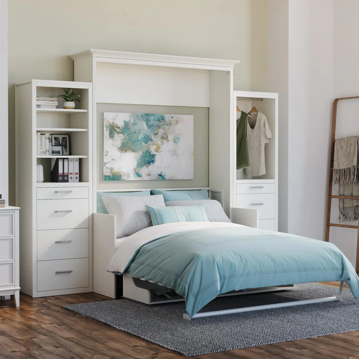 Lit escamotable Alegra avec bureau et 2 armoires de rangement 3